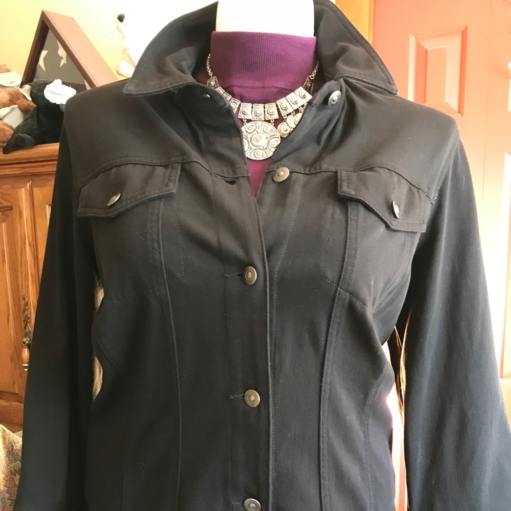 Ruby Rd Black Stretch Denim Jacket - image 1